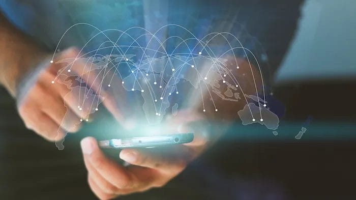mobile device showing digital landscape